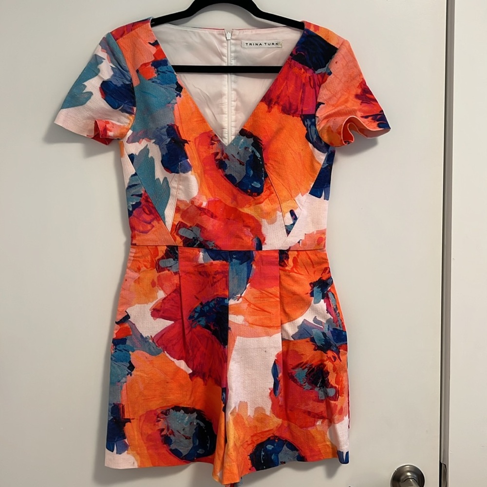 Trina Turk Floral V-Neck Romper
